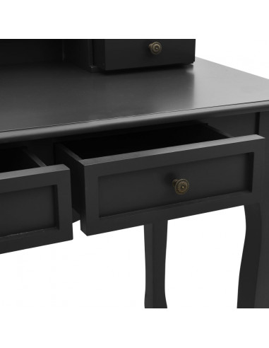 Tavolo da Trucco e Sgabello Nero 100x40x146cm Legno Paulownia