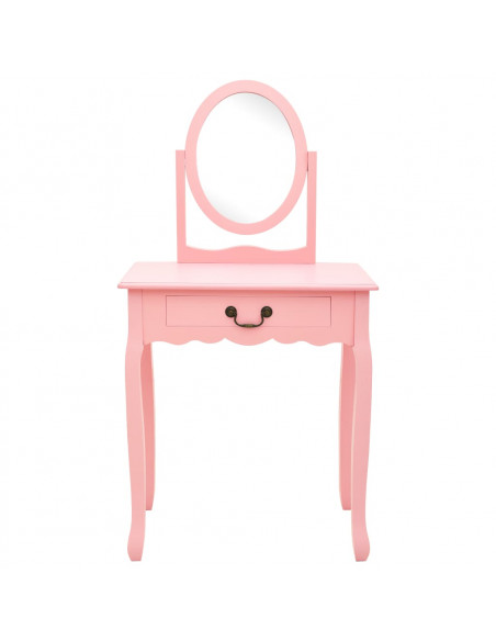 Tavolo da Trucco con Sgabello Rosa 65x36x128 cm Paulownia e MDF