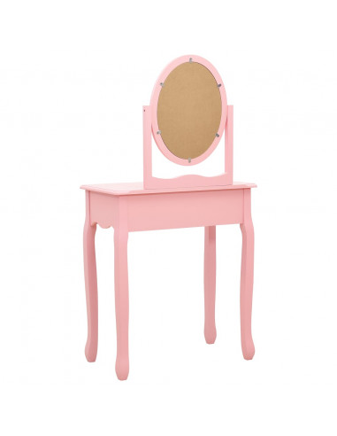 Tavolo da Trucco con Sgabello Rosa 65x36x128 cm Paulownia e MDF