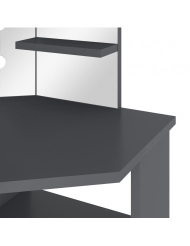 Tavolino da Trucco Angolare con LED Grigio 111x54x141,5 cm