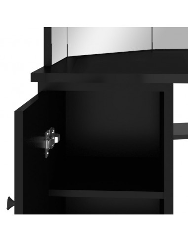 Tavolino da Trucco Angolare con LED Nero 111x54x141,5 cm