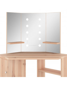 Tavolino da Trucco Angolare con LED Rovere 111x54x141,5 cm 2