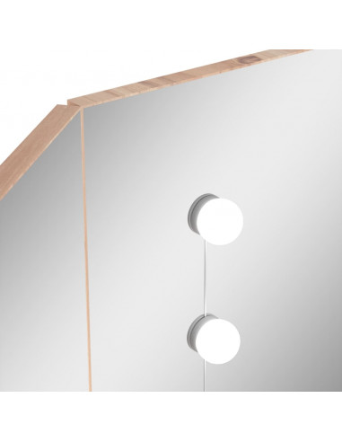 Tavolino da Trucco Angolare con LED Rovere 111x54x141,5 cm