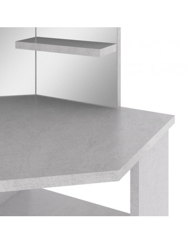 Tavolino da Trucco Angolare LED Grigio Cemento 111x54x141,5 cm