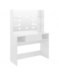 Toeletta con Luci LED 100x40x135 cm in MDF Bianco Lucido 2