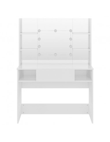 Toeletta con Luci LED 100x40x135 cm in MDF Bianco Lucido