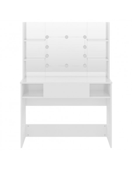 Toeletta con Luci LED 100x40x135 cm in MDF Bianco Lucido