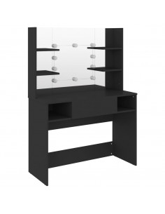 Toeletta con Luci LED 100x40x135 cm in MDF Nera 2