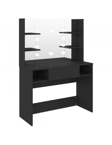 Toeletta con Luci LED 100x40x135 cm in MDF Nera