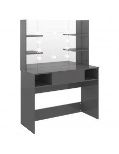 Toeletta con Luci LED 100x40x135 cm in MDF Grigio Lucido 2