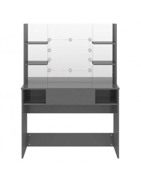 Toeletta con Luci LED 100x40x135 cm in MDF Grigio Lucido