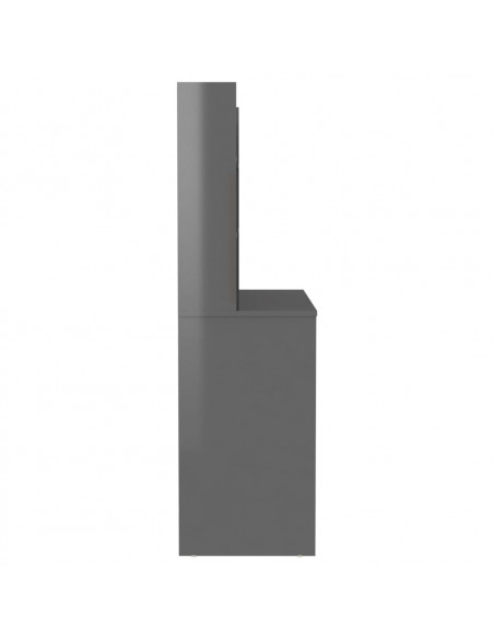 Toeletta con Luci LED 100x40x135 cm in MDF Grigio Lucido