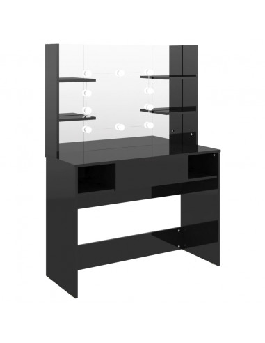 Toeletta con Luci LED 100x40x135 cm in MDF Nero Lucido