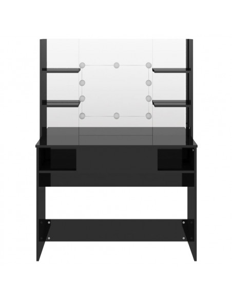 Toeletta con Luci LED 100x40x135 cm in MDF Nero Lucido