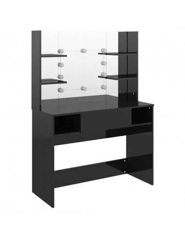 Toeletta con Luci LED 100x40x135 cm in MDF Nero Lucido