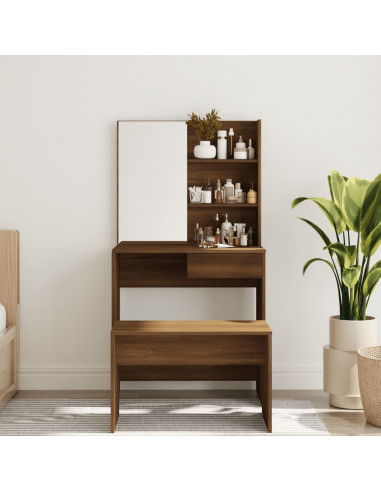 Toeletta con Specchio Rovere Marrone 74,5x40x141 cm