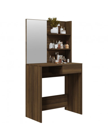 Toeletta con Specchio Rovere Marrone 74,5x40x141 cm