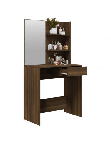 Toeletta con Specchio Rovere Marrone 74,5x40x141 cm