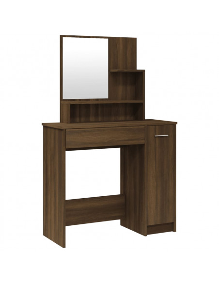 Toeletta con Specchio Rovere Marrone 86,5x35x136 cm