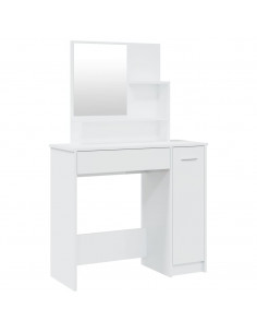 Toeletta con Specchio Bianco Lucido 86,5x35x136 cm 2