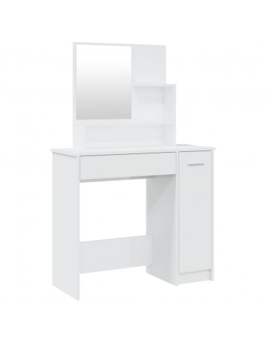 Toeletta con Specchio Bianco Lucido 86,5x35x136 cm