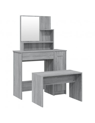 Set Tavolo da Toeletta Grigio Sonoma 86,5x35x136 cm
