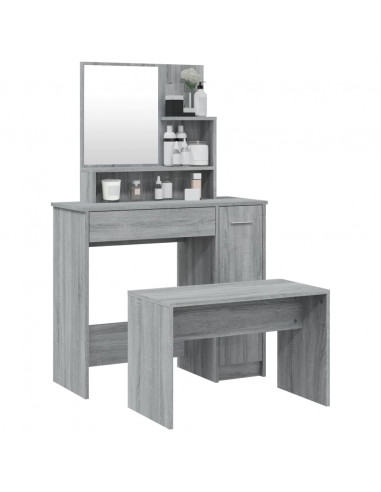 Set Tavolo da Toeletta Grigio Sonoma 86,5x35x136 cm