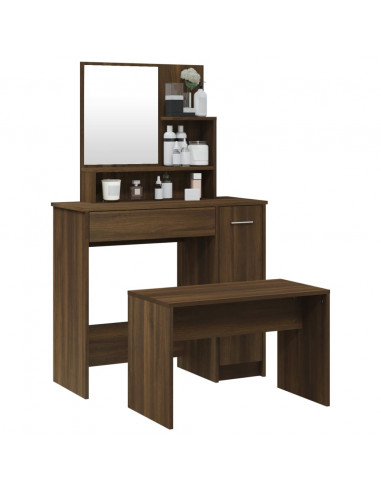 Set Tavolo da Toeletta Rovere Marrone 86,5x35x136 cm