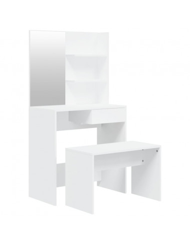 Set Tavolo da Toeletta Bianco 74,5x40x141 cm