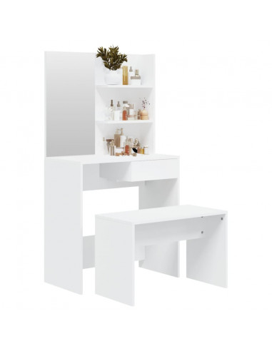 Set Tavolo da Toeletta Bianco 74,5x40x141 cm