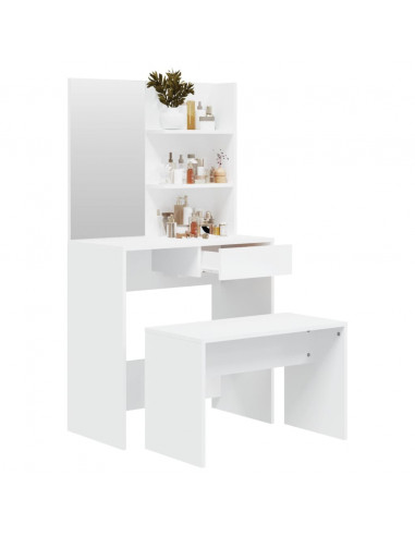 Set Tavolo da Toeletta Bianco 74,5x40x141 cm