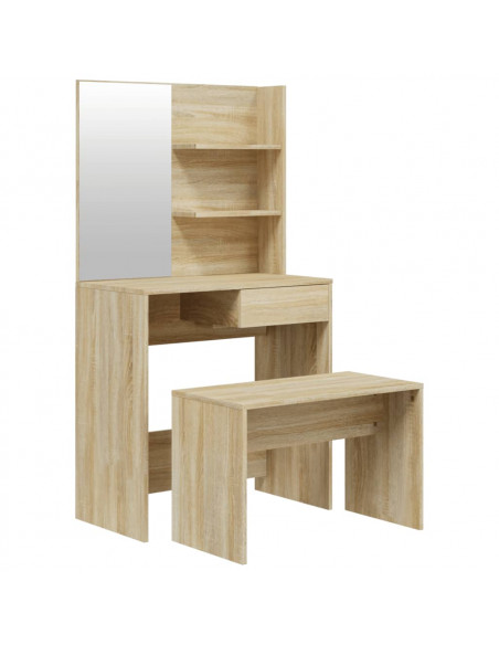 Set Tavolo da Toeletta Rovere Sonoma 74,5x40x141 cm