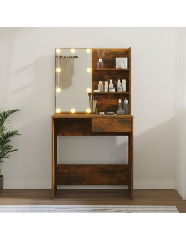 Toeletta con LED Rovere Fumo 74,5x40x141 cm