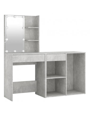 Toeletta LED con Armadietto in Legno Multistrato Grigio Cemento