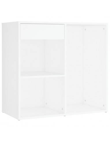 Toeletta LED con 2 Armadietti in Legno Multistrato Bianco