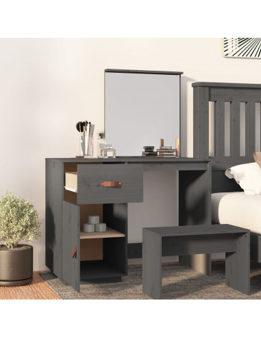 Toeletta Grigia 95x50x134 cm in Legno Massello di Pino