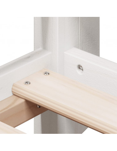 Letto a Soppalco con Tetto Bianco 90x200 cm Legno Massello Pino