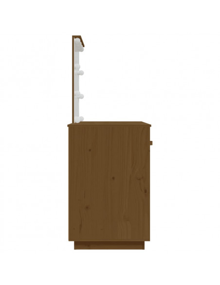Toeletta con LED Miele 95x50x133,5cm in Legno Massello di Pino