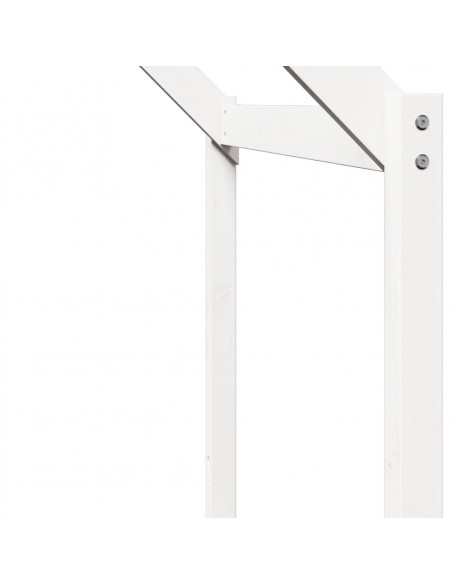 Letto a Soppalco con Tetto Bianco 90x200 cm Legno Massello Pino