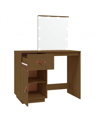 Toeletta con LED Miele 95x50x133,5cm in Legno Massello di Pino