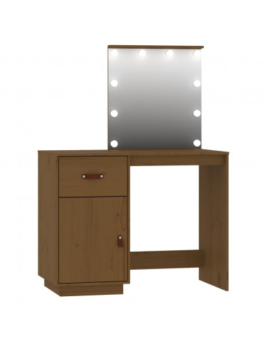 Set Toeletta con LED Marrone Miele in Legno Massello di Pino