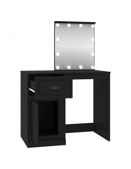 Toeletta con LED Nera 90x50x132,5 cm Legno Multistrato