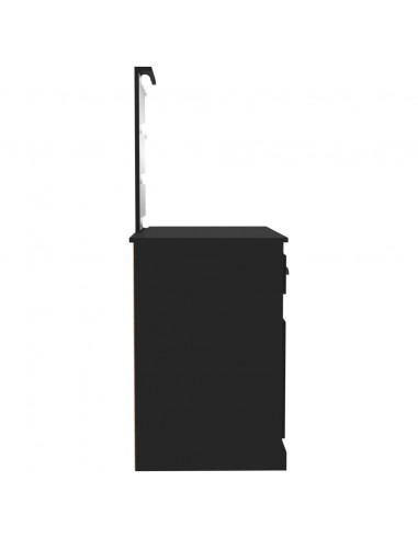 Toeletta con LED Nera 90x50x132,5 cm Legno Multistrato