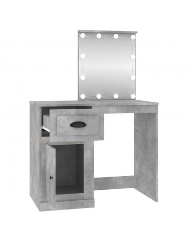 Toeletta con LED Grigio Cemento 90x50x132,5 Legno Multistrato