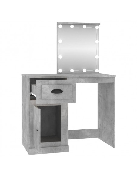 Toeletta con LED Grigio Cemento 90x50x132,5 Legno Multistrato