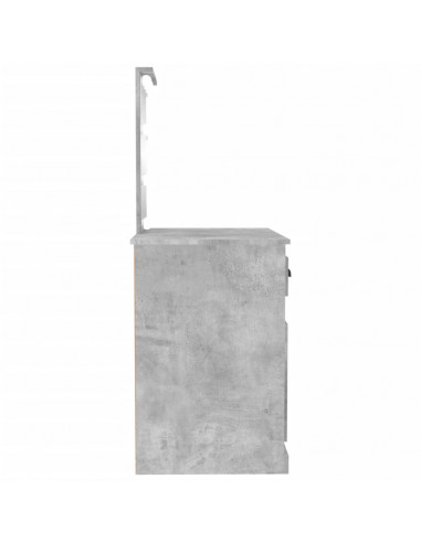 Toeletta con LED Grigio Cemento 90x50x132,5 Legno Multistrato