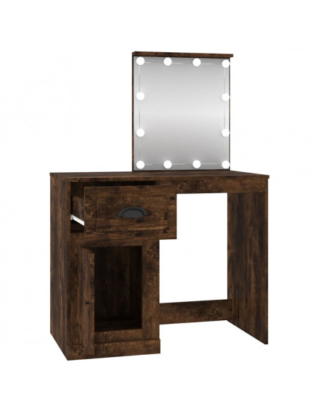 Toeletta con LED Rovere Fumo 90x50x132,5cm Legno Multistrato