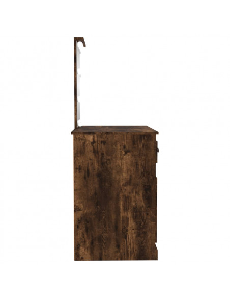 Toeletta con LED Rovere Fumo 90x50x132,5cm Legno Multistrato