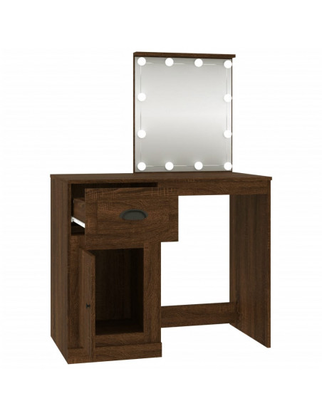 Toeletta con LED Rovere Marrone 90x50x132,5cm Legno Multistrato