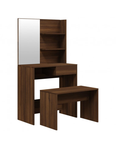 Set Tavolo da Toeletta Rovere Marrone 74,5x40x141 cm